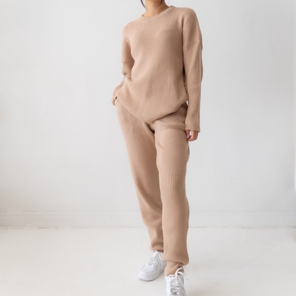 Ribbed Loungewear Set in Tan - Picture 2 of 6
